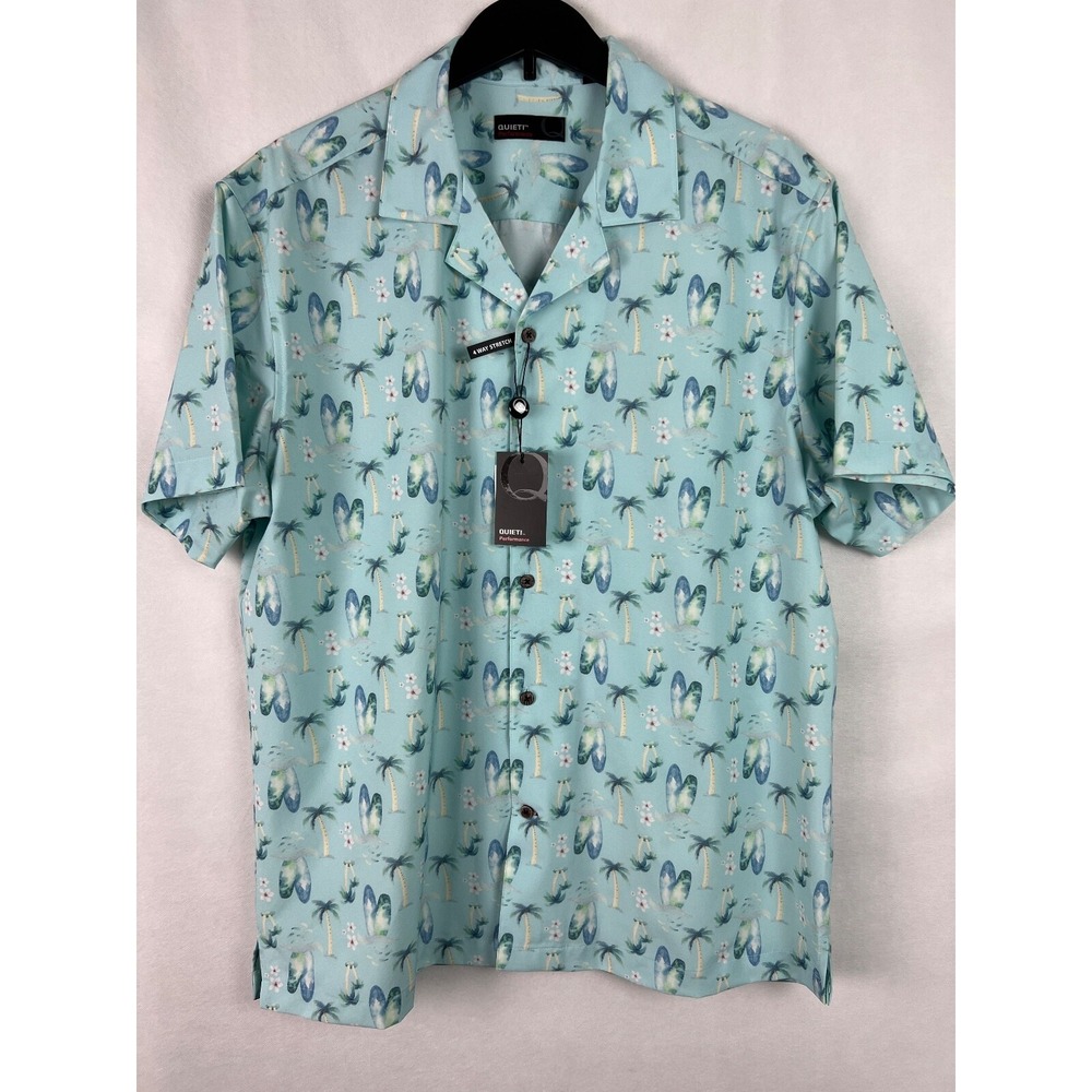 Quieti Mens Performance Shirt Size Large Wrinkle Free QS22-52 Stretch Seafoam F3